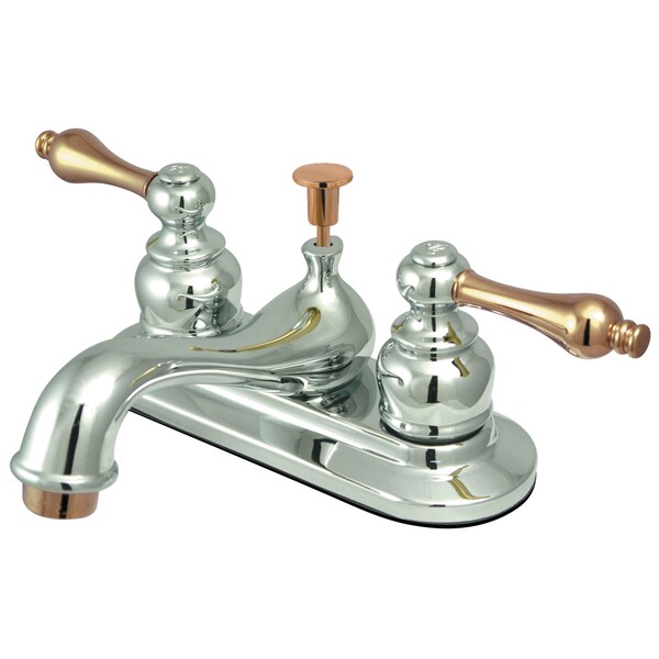 4" Centerset Bathroom Faucet, Chrome/Polished Brass